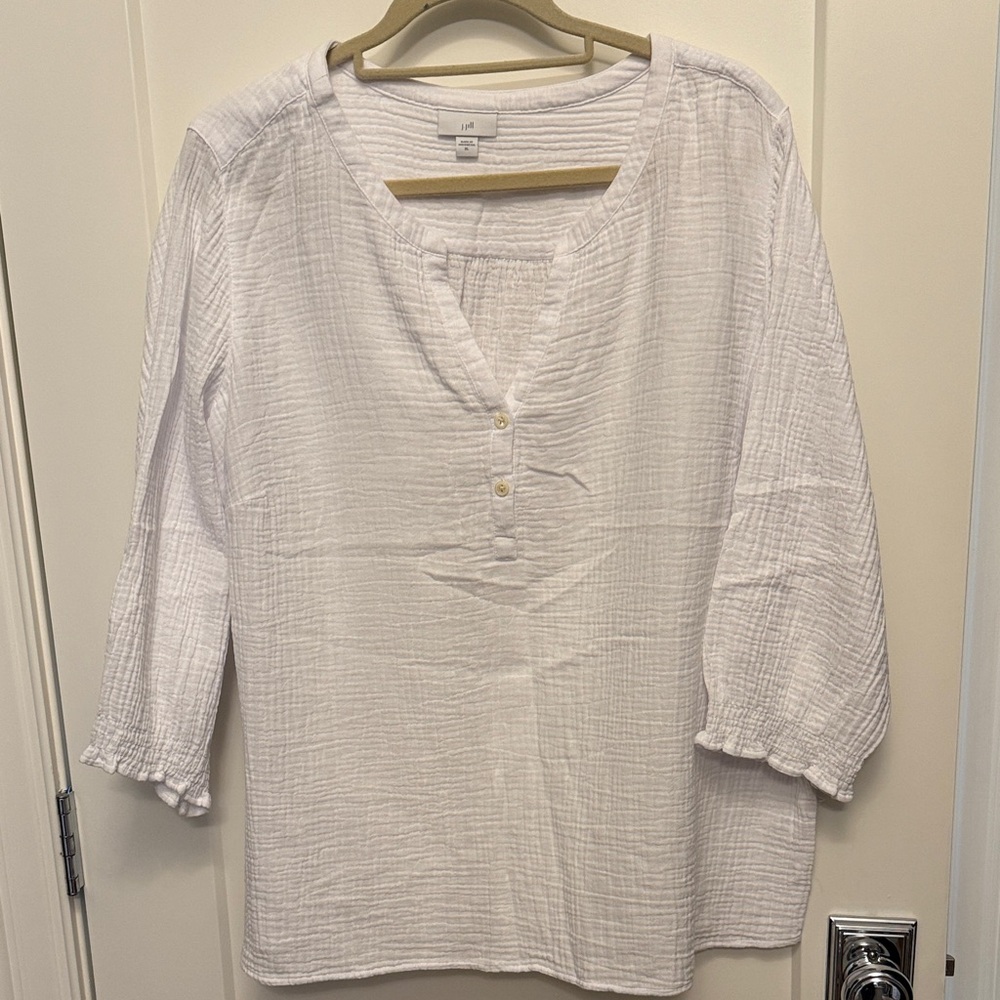 J Jill White Blouse with Button Accents